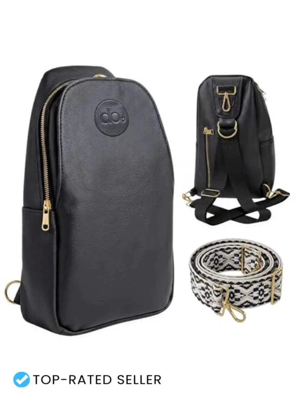 Mini Vegan Leather Diaper Bag Backpack with Insulated Pocket & Gold Hardware